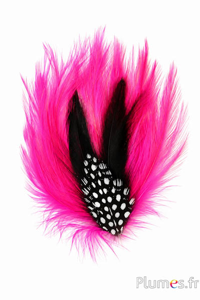 Dekoration Hahn-Perlhuhn - 13 x 10 cm - fuchsia
